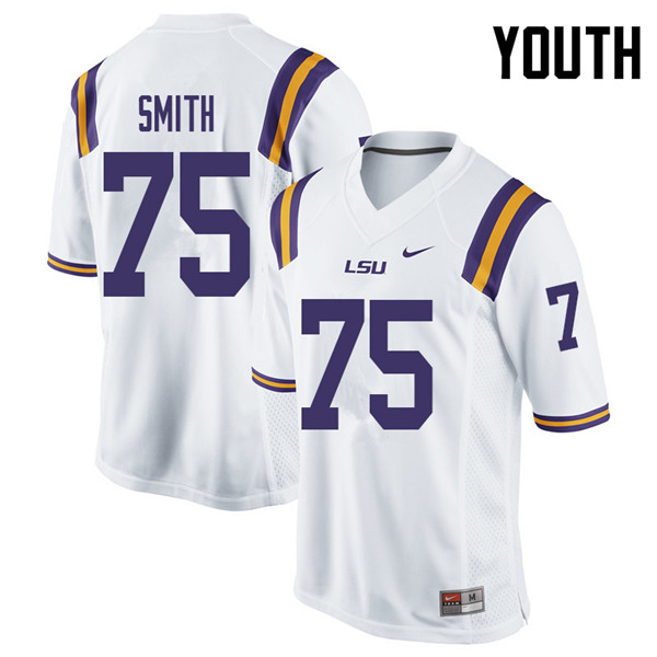 Youth #75 Michael Smith LSU Tigers College Football Jerseys Sale-White